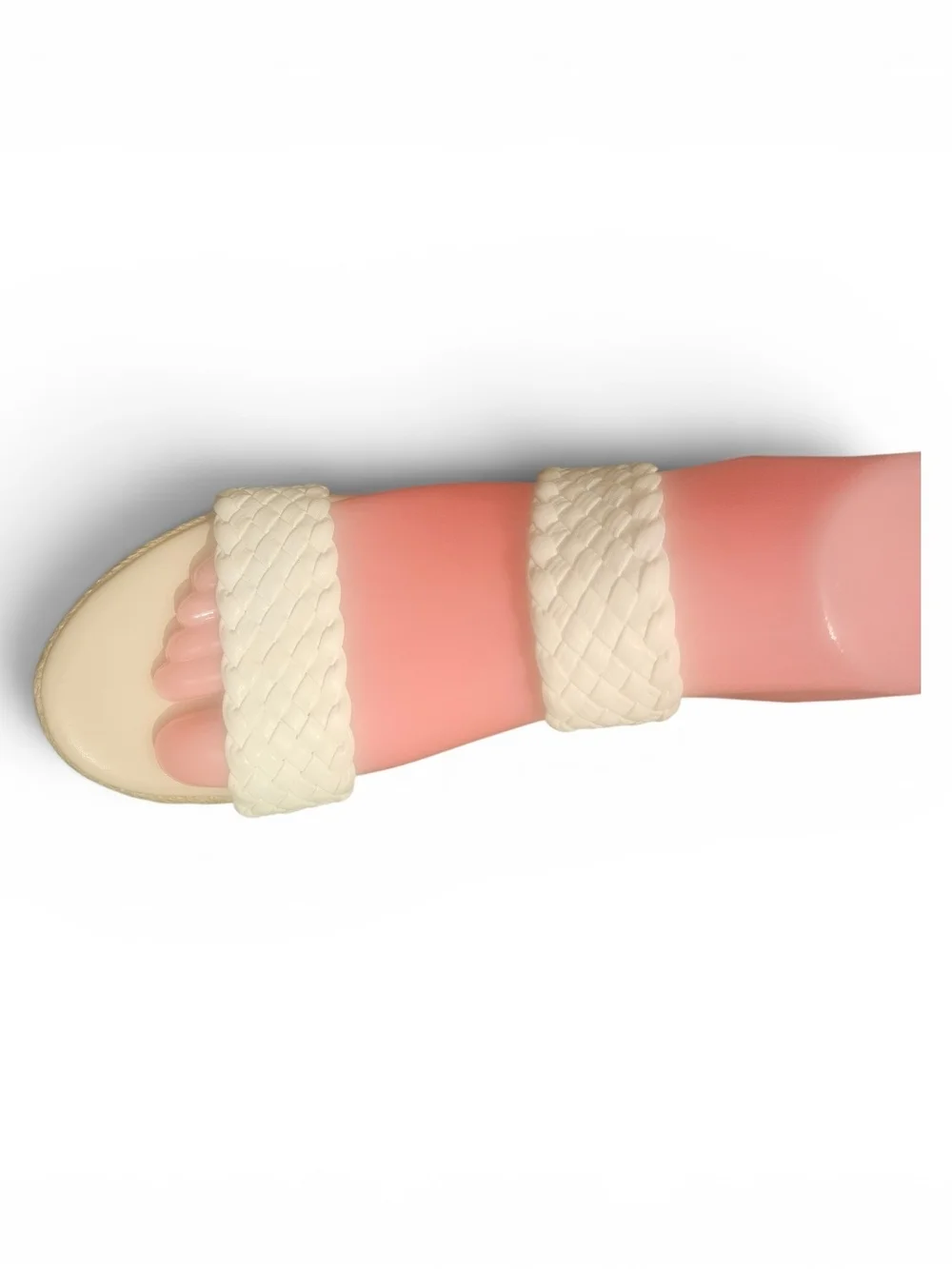White Woven Braided Strap Espadrille Platform Wedge Sandals